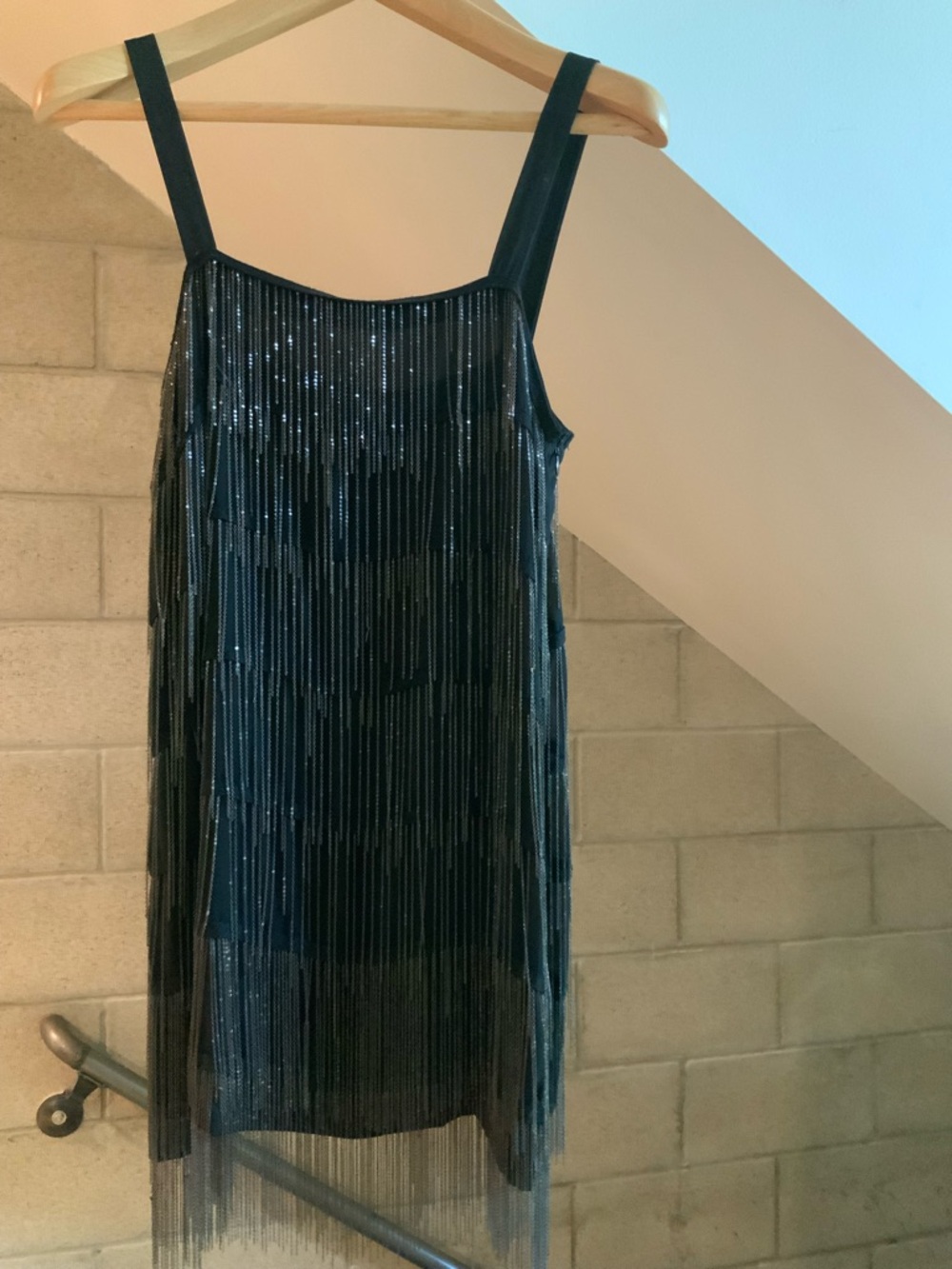 Karen zambos Dress with mesh fringe sz s